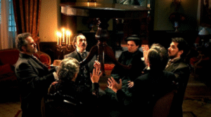 turning tables at a spiritualist meeting